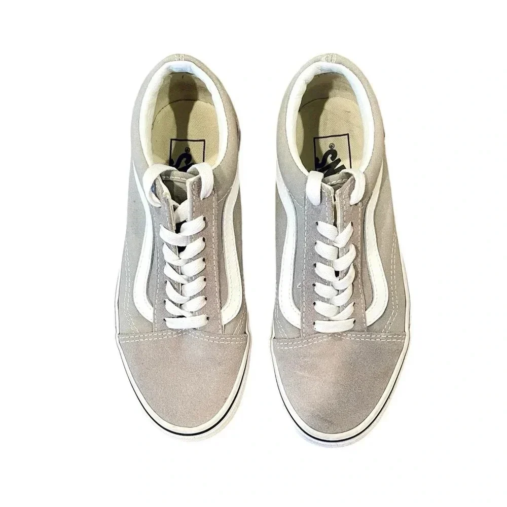Vans Off the Wall unisex suede leather lace-up sneaker SZ 6.5 women gray white